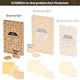 WILDBÄR® - Bienenwachstücher wiederverwendbar für Lebensmittel [4 Bee Wax Wraps] + GRATIS Wachsblock - 100% natürliches Bio Bienenwachstuch als Wachspapier Frischhaltefolie - Wachstücher Set